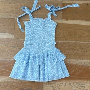 Katie J NYC Light Blue Floral Smocked Top